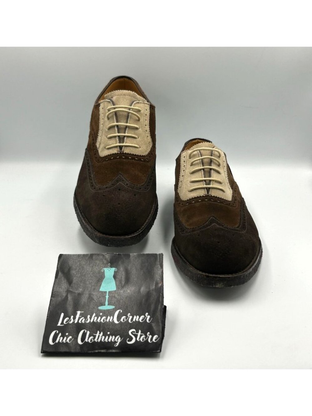 Peal & Co. For Brooks Brothers Men Brown Suede Wingtip Oxford Shoes Sz 11D 3268 - Picture 2 of 16